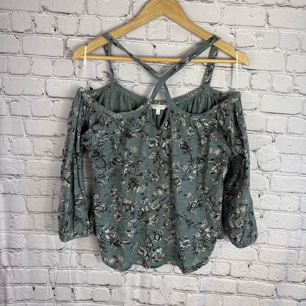 Lucky Brand Floral Cold Shoulder Top Size Small